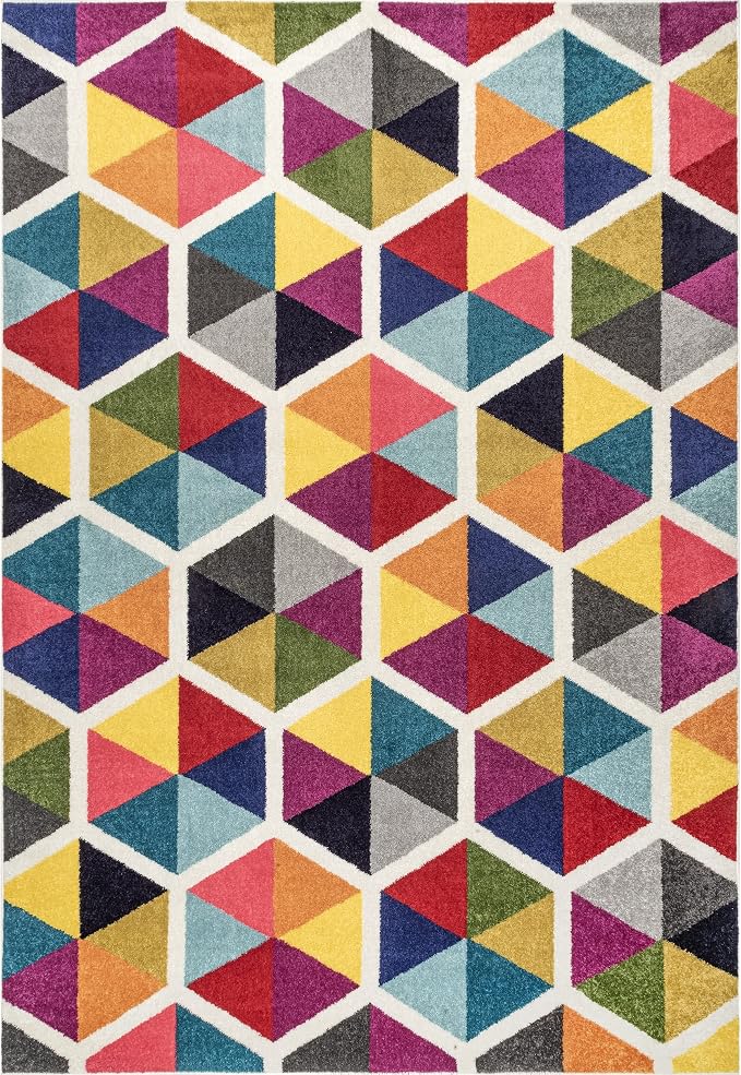 nuLOOM Maris Multicolor Geometric Power Loomed Area Rug, 8' x 10' | Nuloom Maris Geometric 8' x 10' Area Rug for Living Room Bedroom Dining Room, Multicolor