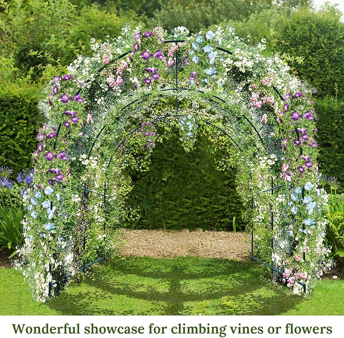 YardGrow Large Garden Support Arch Frame Climbing Plant Arch Arbor for Various Climbing Plant Roses Vines Birthday Wedding Party Decoration Pergola (9.8 x 7 x 7.2ft)
