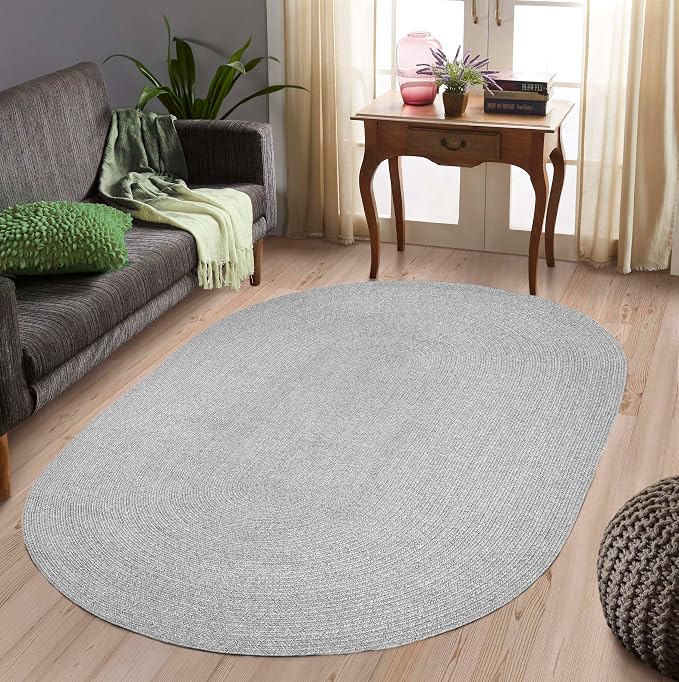 Superior Indoor/Outdoor Area Rug, Reversible Braided Floor Decor for Living Room, Kitchen, Patio, Front Porch, Modern Boho Farmhouse Rugs, Hardwood, Bedroom Accessories, 5' x 8', Slate