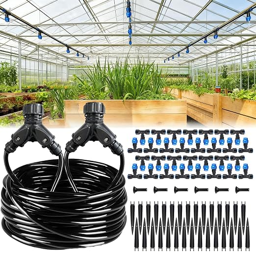 Drip Irrigation System，1/4" Blank Distribution Tubing Watering Hose, DIY Micro Sprinkler Automatic Plant Waterer for Garden, Greenhouse, Raised Bed, Patio & Outdoor Plants （118FT