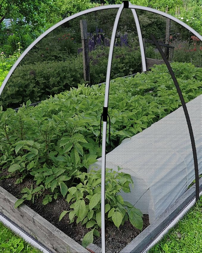8 * 10ft Pond Cover Dome,Garden Pond Net Pond Mesh Tent with Ropes, Stakes and Fiberglass Poles, Pond and Garden Cover Protective Tent Dome Netting for Pond Pool and Garden