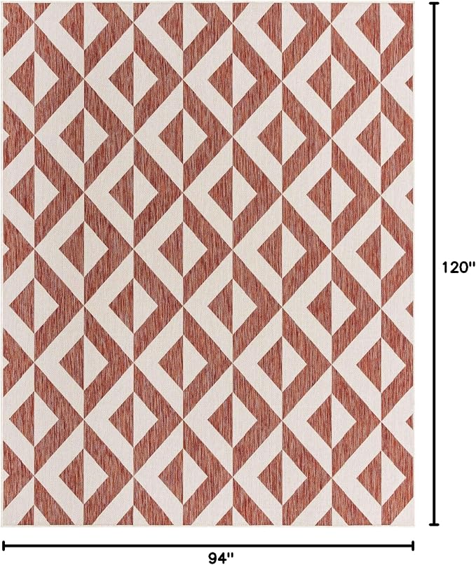 Unique Loom Outdoor Collection Area Rug - Napa (7' 10" x 10' Rectangle, Rust Red/ Ivory)