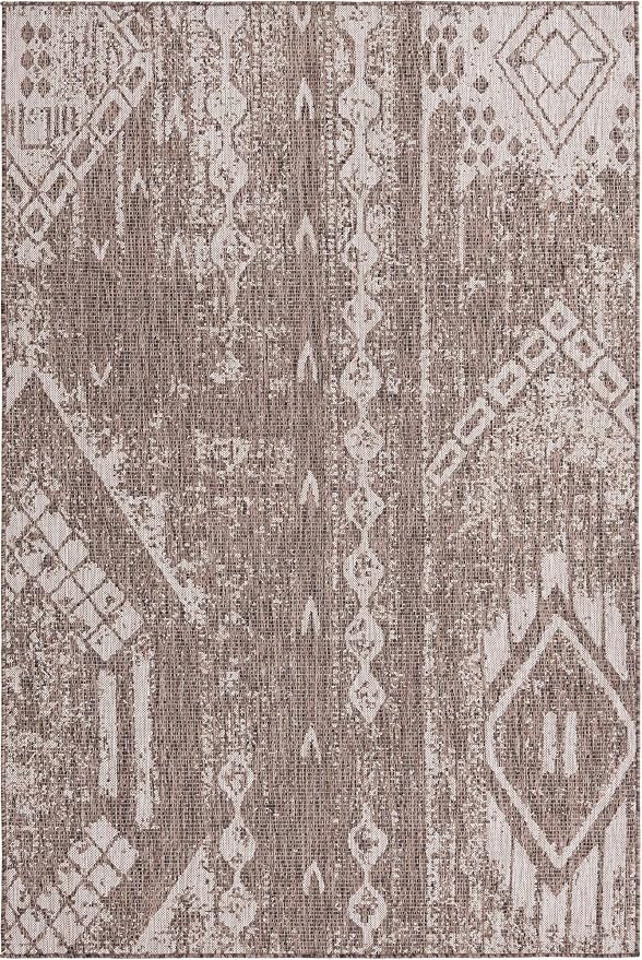 Unique Loom Outdoor Bohemian Collection Area Rug - Anthro (5' 3" x 8' Rectangle, Brown/ Ivory)