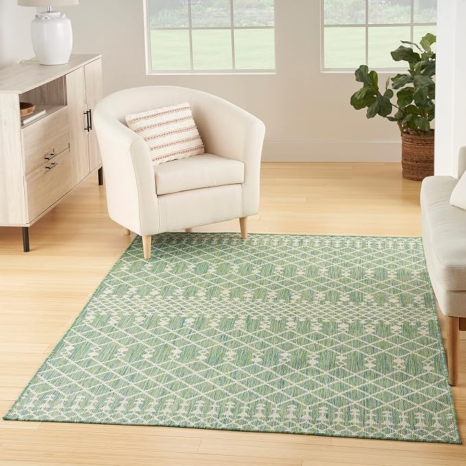 Nourison Home Positano Blue Green 7' x 10' Area Rug - Easy Clean, Non Shedding, Bed Room, Living Room, Dining Room, Kitchen (7' x 10')