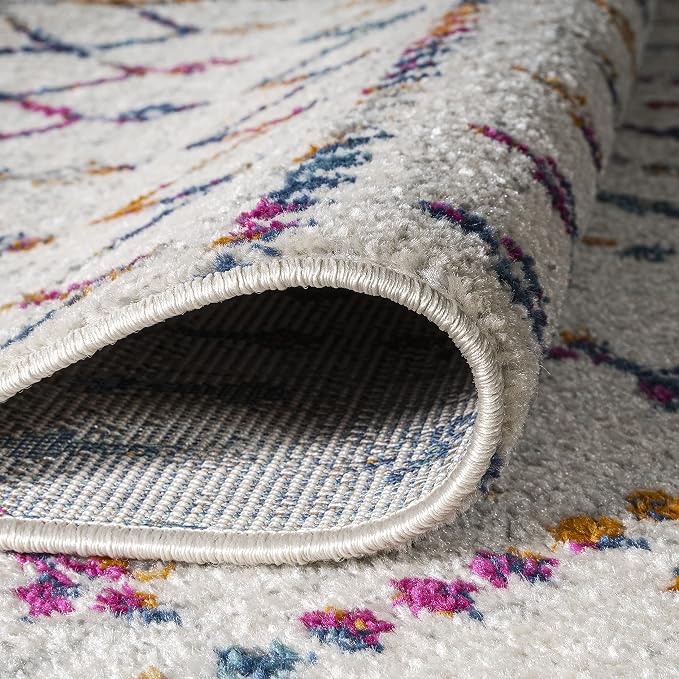 JONATHAN Y Boho Vintage Diamond Cream/Multi Indoor Area Rug 4X6 ft, Moroccan Hype for Living Room, Bedroom, Kitchen, Office, Easy-Cleaning, High Traffic, Pet-Friendly, Non-Shedding (MOH101H-4)