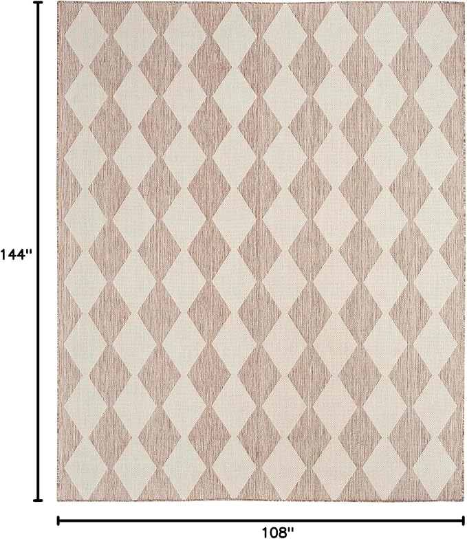 Nourison Home Positano Beige 9' x 12' Area Rug - Easy Clean, Non Shedding, Bed Room, Living Room, Dining Room, Kitchen (9' x 12')