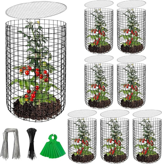 Adnee 8 Pack Wire Plant Protector with Cover-20" x 11" Detachable Metal Plant Protectors Mesh-Garden Plant Protectors for Flower Vegetable to Keep Animals Out