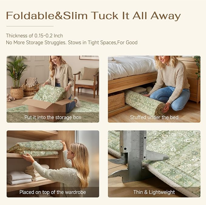 HUGEAR 2x3 Small Rug Machine Washable Area Rug Light Green Entryway Rugs Entrance Door Mat Indoor Accent Rugs Floral Low Pile Carpet Distressed Throw Rug Kitchen Bedroom Office Non Slip
