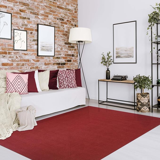 Superior Indoor/ Outdoor Large Area Rug, Reversible Braided Home Floor Decor for Living Room, Kitchen, Entryway, Patio, Front Porch, Deck, Modern, Boho, Farmhouse Style, 5' x 8', Burgundy