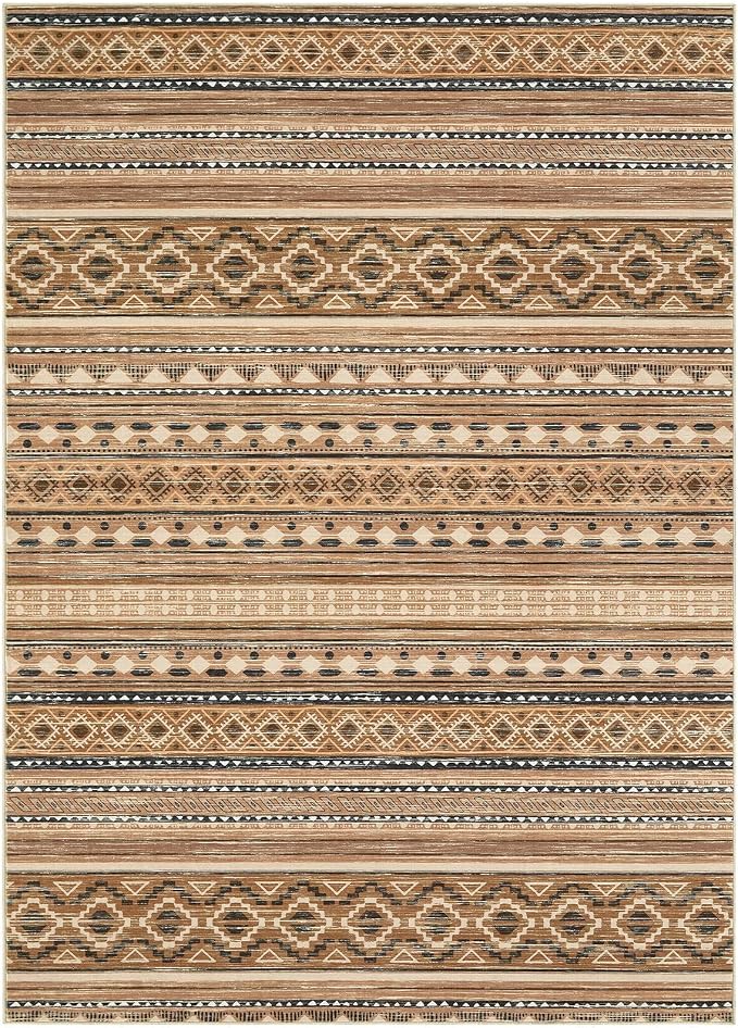 cotiled Boho 10x14 Area Rug for Living Room: Large Moroccan Washable Rug | Stain Resistan Carpet for Bedroom Farmhouse Brown Beige