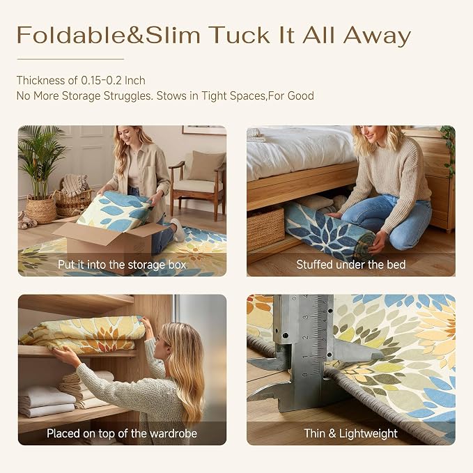 9x12 Indoor Outdoor Area Rug Washable Patio Rug Colorful Non Slip Non Shedding Waterproof Carpet for Living Room Bedroom Camping Porch Backyard Camping RV Balcony Poolside Deck