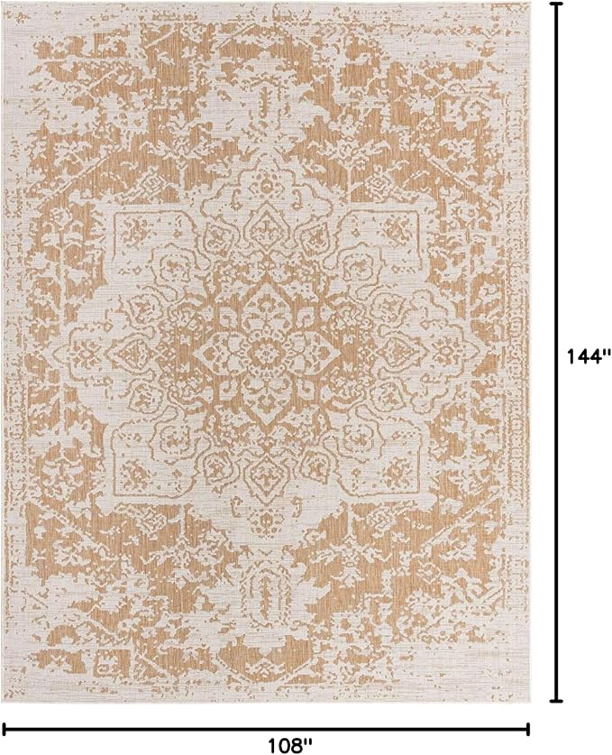 Unique Loom Outdoor Collection Area Rug - Dubai (9' x 12' Rectangle, Beige/ Brown)