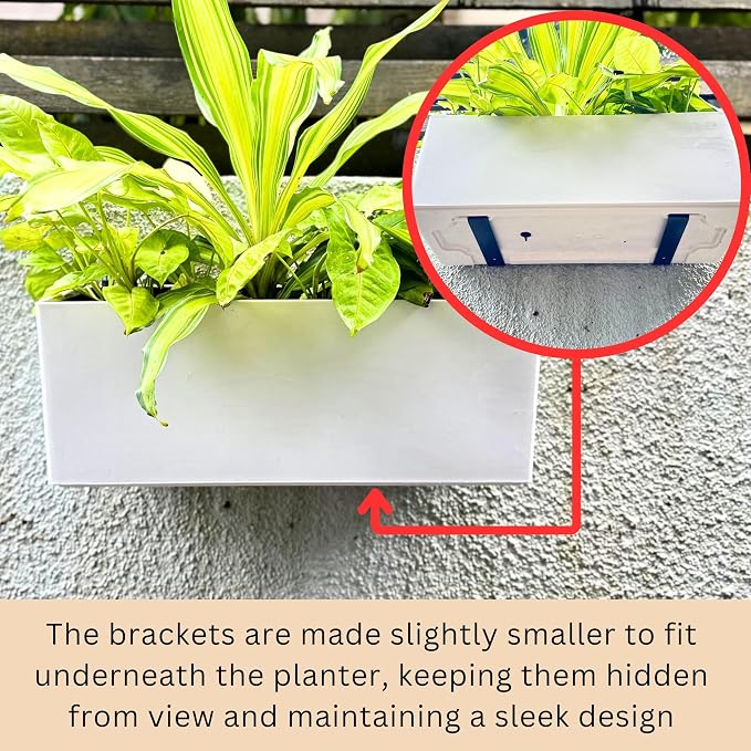 LaLaGreen Wall Hanging Planter Outdoor (4 Pack, 20 Inch) Wall Mounted Self Watering System Window Boxes with Bracket, White Rectangular Plant Pot Flower Box Container Indoor Modern Herb Kitchen Decor