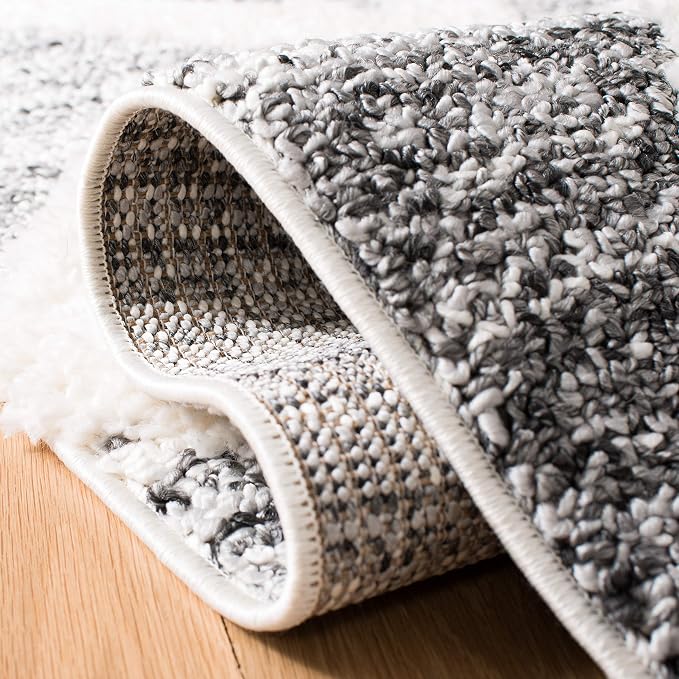 SAFAVIEH Moroccan Tassel Shag Collection Runner Rug - 2'3" x 10', Grey & Ivory, Boho Design, Non-Shedding & Easy Care, 2-inch Thick Ideal for High Traffic Areas in Living Room, Bedroom (MTS664G)