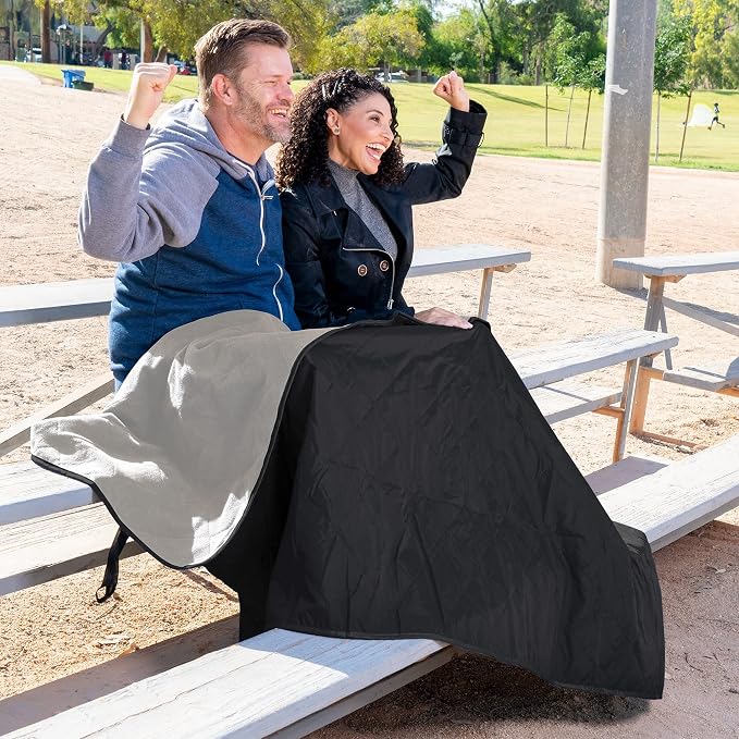 BRAWNTIDE Large Waterproof Outdoor Blanket, Extra Thick Fleece, Warm, Windproof & Sandproof, Quilted Stadium Blanket for Sports Events, Beach, Camping, Picnics, Dogs & Car, 82" x 55