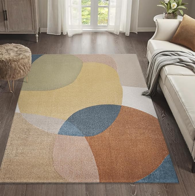 JONATHAN Y Machine Washable Multi Indoor Area Rug 3X5 ft, Pebble Geometric Contemporary for Living Room, Bedroom, Kitchen, Office, Easy-Cleaning, High Traffic, Pet-Friendly, Non-Shedding (WSH307A-3)