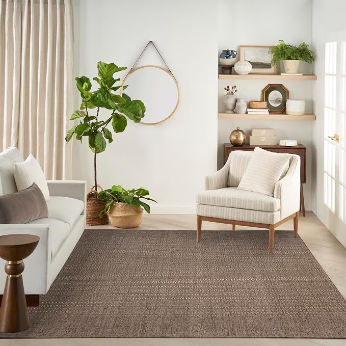 Nourison Home Tulum Brown 8' x 10' Area Rug - Easy Clean, Non Shedding, Bed Room, Living Room, Dining Room, Kitchen (8' x 10')