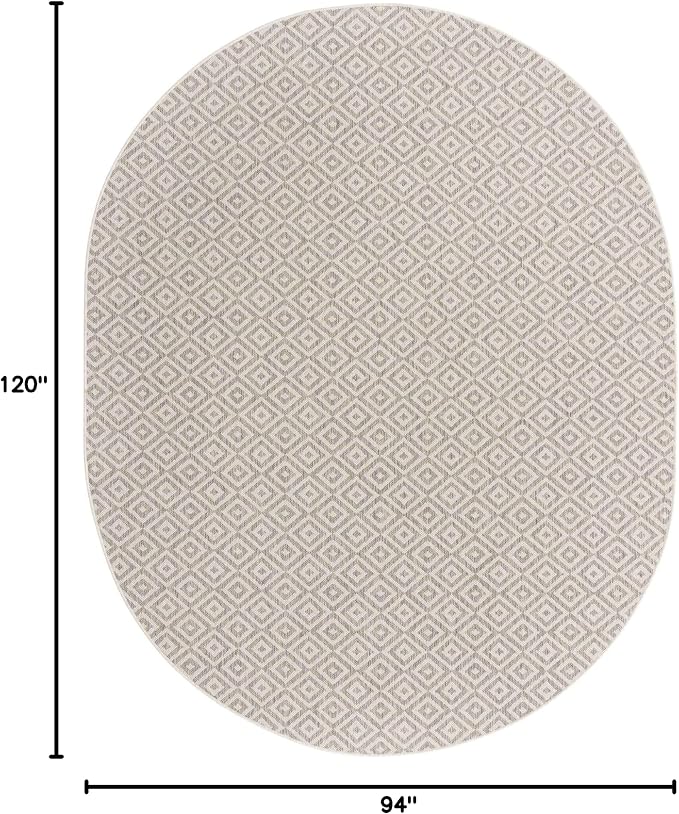 Unique Loom Outdoor Collection Area Rug - Costa Rica (7' 10' x 10' Oval, Light Gray/ Ivory)