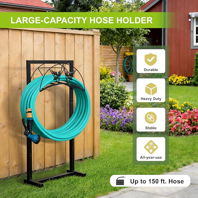 ATR ART TO REAL Garden Hose Holder, Heavy Duty Water Hose Reel For Outside Garden Hose Storage Hose Hanger Holds 150-Feet for Yard Lawn Farm (Style B)