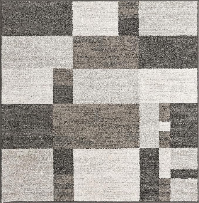 Unique Loom Autumn Collection Area Rug - Providence (5' 3" Square, Gray/ Ivory)
