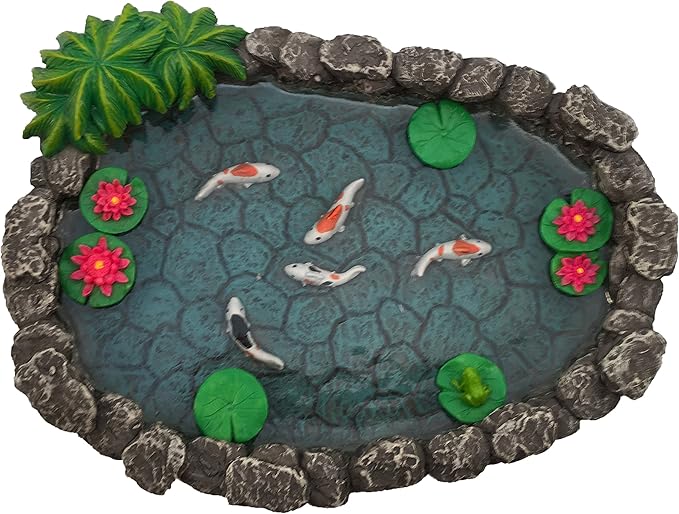 GlitZGlam KOI Miniature Pond for Fairy Garden - Enchanted Garden Accessories