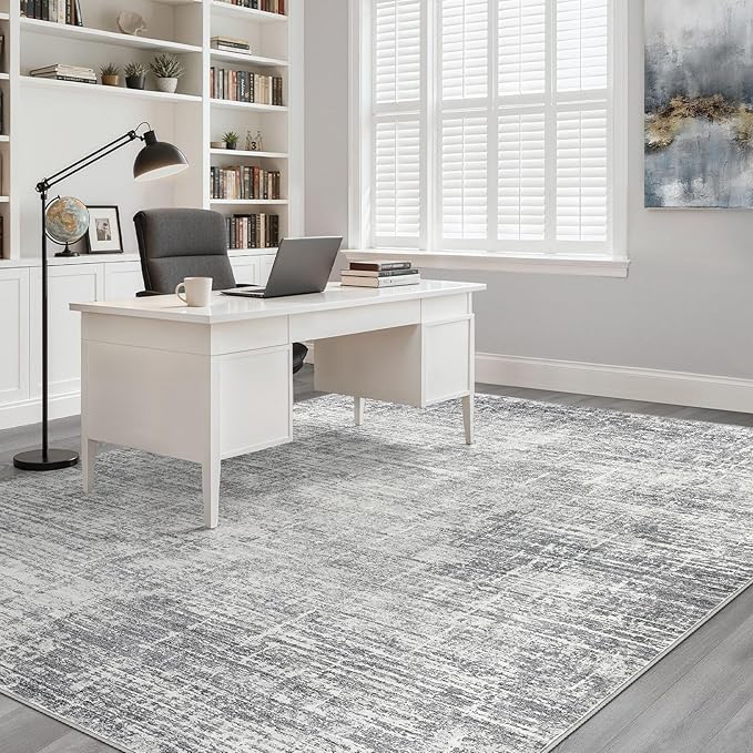 LOONGRUG 12x15 Area Rug Large Neutral Modern Rug for Living Room Grey | Abstract Soft Stain Resistant Indoor Non-Slip Carpet for Bedroom Nursery Kids Office Playroom Dining Room
