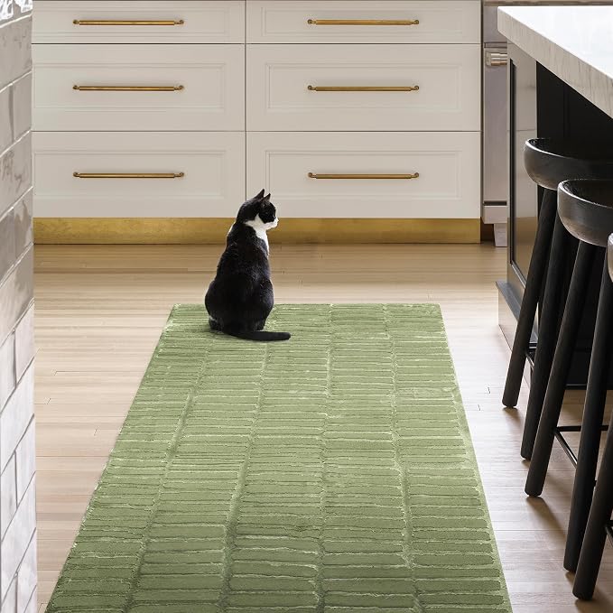 nuLOOM Kailani Green Geometric Washable Area Rug, 5' x 8' | Nuloom Kailani Geometric 5' x 8' Machine Washable Area Rug for Living Room Bedroom Dining Room, Green