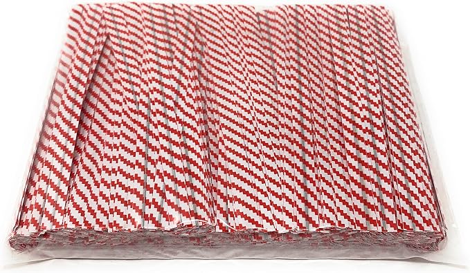 4" Length Twist Ties, 1000 Red White Plastic Coated, No Rip, Paper Ties Cello General Use, Party Favor Treat Bags, Small Orders Packaging, Closures to Secure Product (1000 Red White)