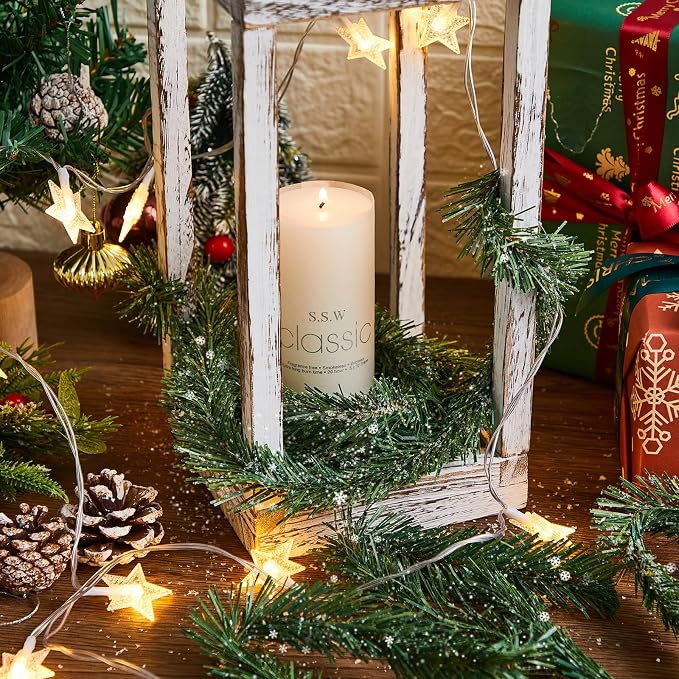 Zhengmy 30 Pcs 20 inch Christmas Garland Ties with Snow-Frosted Pine, Decorative Twist Tie for Banister Flexible Pine Stems for Christmas Stairs Railing Banister Decor DIY Craft Gift Wrapping