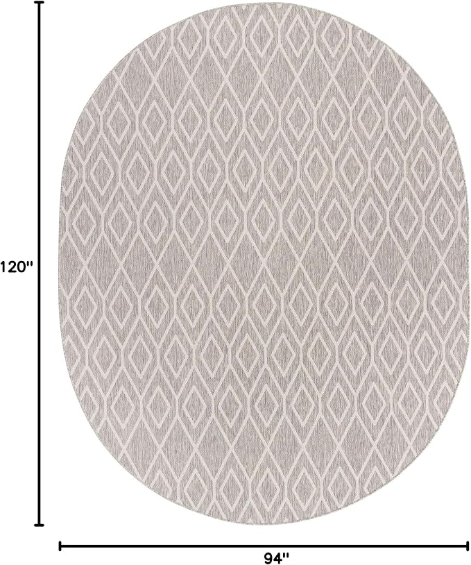 Jill Zarin Outdoor Collection Area Rug - Turks and Caicos (7' 10" x 10' Oval Gray Cream/Cream)
