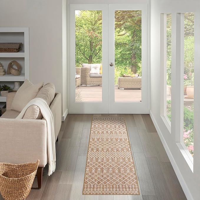 Nourison Home Positano Jute 2'2" x 8' Area Rug - Easy Clean, Non Shedding, Bed Room, Living Room, Dining Room, Kitchen (8' Runner)