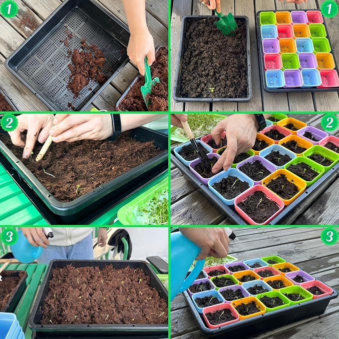 BeGrit Soil Blocking Trays 15x12 inch Seed Starter Trays 5 Pack Mesh Trays for Seedling, Microgreen, Soil Blocks, Wheatgrass