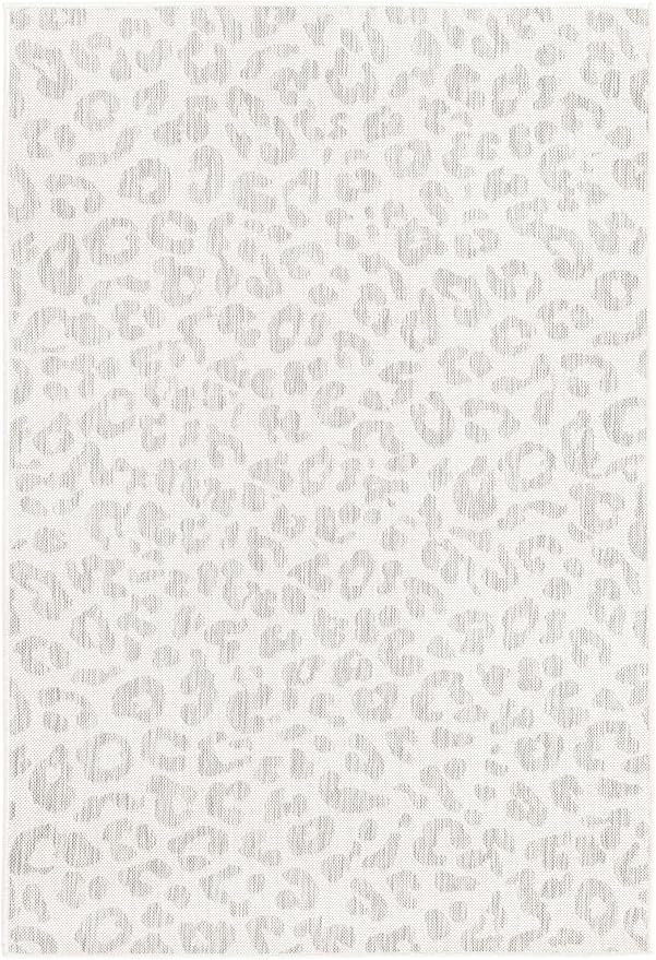 Unique Loom Outdoor Safari Collection Area Rug - Leopard (4' 1" x 6' 1" Rectangle, Ivory Gray)