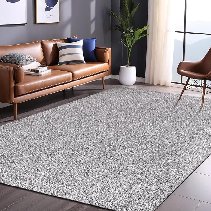 Luul Home Easy Jute Rugs 8x10 Gray Color Living Room Indoor Outdoor Area Rug for Farmhouse Patio and Kitchen Rug High Traffic Washable Easy to Clean Solid Boho Woven Design Outside Carpet (8 x 10)