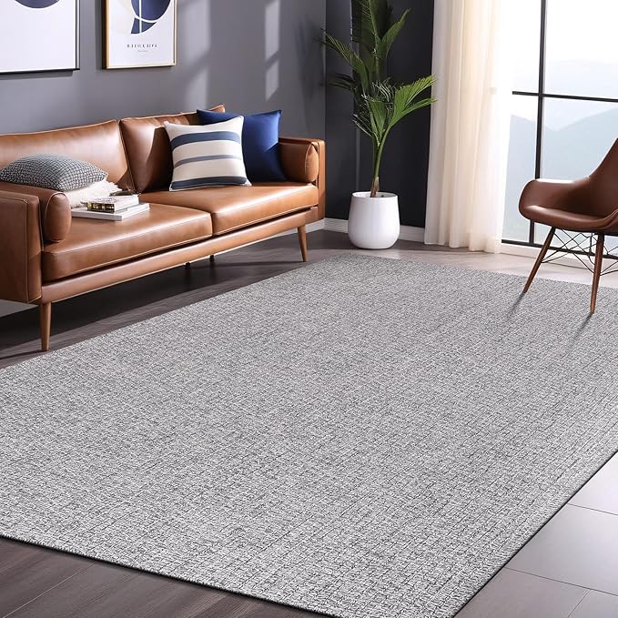 Luul Home Easy Jute Rugs 6x9 Gray Color Living Room Indoor Outdoor Area Rug for Farmhouse Patio and Kitchen Rug High Traffic Washable Easy to Clean Solid Boho Woven Design Outside Carpet (6 x 9)