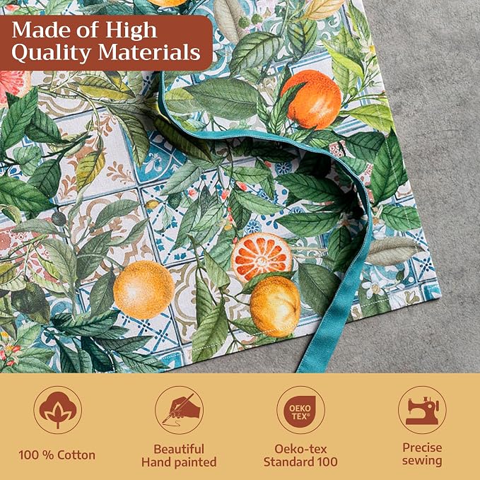 Maison d' Hermine Aprons for women with Pocket 100% Cotton (27.50"x31.50") | Adjustable Neck Strap & long ties Apron Men Chef Wedding Cooking Gardening Server Maid