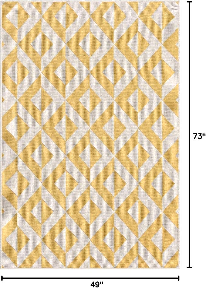 Unique Loom Jill Zarin Outdoor Collection Area Rug - Napa (4' x 6' Rectangle Yellow/Ivory)