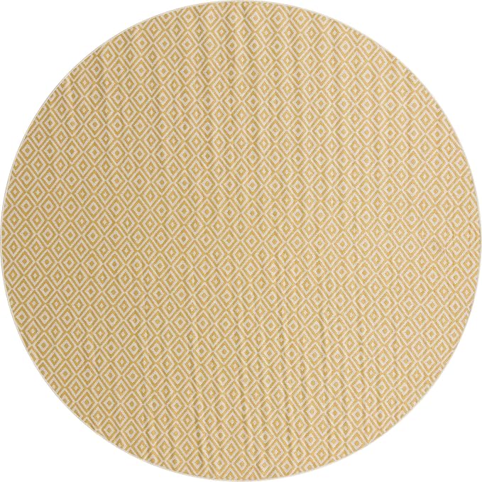 Unique Loom Jill Zarin Outdoor Collection Area Rug - Costa Rica (10' 8'' Round, Yellow Ivory/ Ivory)