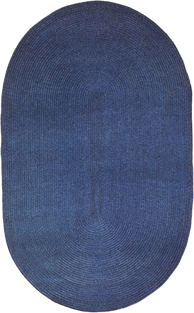 Superior Jute Oval Indoor Area Rug, Denim Blue