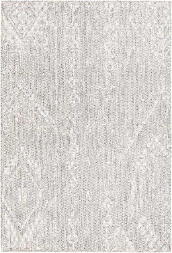 Unique Loom Outdoor Bohemian Collection Area Rug - Anthro (4' 1" x 6' 1" Rectangle, Gray/ Ivory)