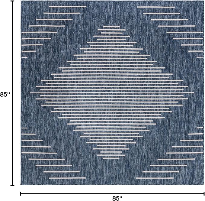 Unique Loom Outdoor Modern Collection Area Rug - Tambor (7' 1" Square, Blue/ Ivory)