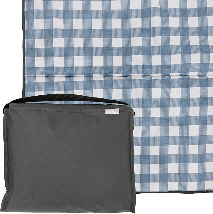 RED ROVR Large Indoor/Outdoor Adventure Blanket |for Parks, the Beach and Indoor activites |Compact with Shoulder Strap & Pocket (Picnic Blue)