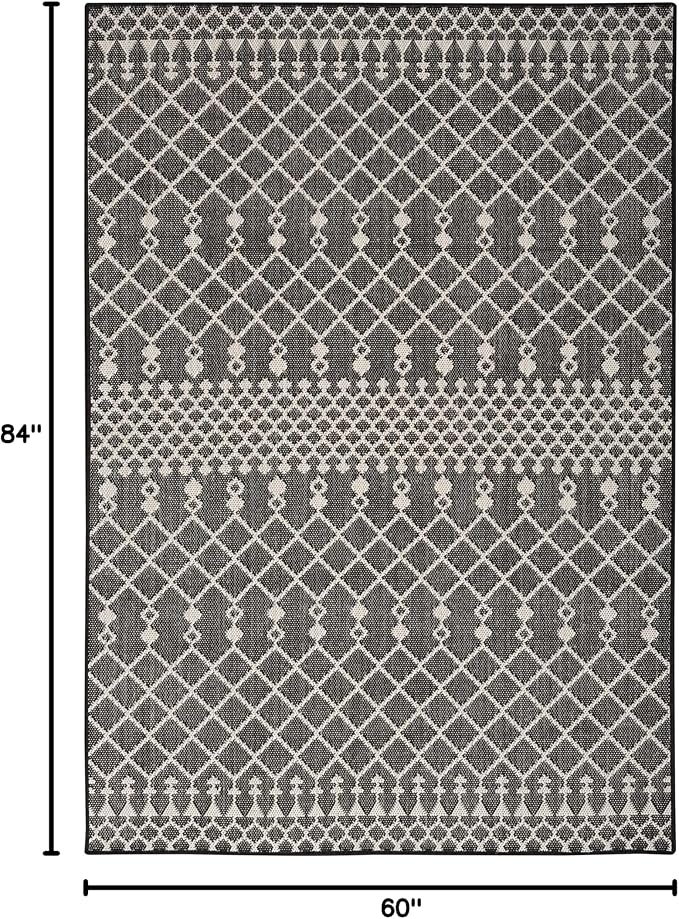 Nourison Home Positano Black 5' x 7' Area Rug - Easy Clean, Non Shedding, Bed Room, Living Room, Dining Room, Kitchen (5' x 7')