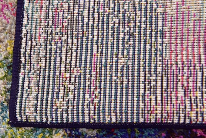 Unique Loom Chromatic Collection Modern Colorful & Vibrant Abstract Area Rug For Any Home Décor (2' 7 x 10' 0 Runner, Multi/ Light Blue)