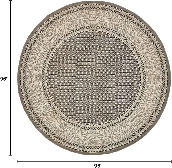 Unique Loom Williamsburg Collection Traditional Border with Dotted Center Area Rug, Round 8' 0" x 8' 0", Gray/Beige