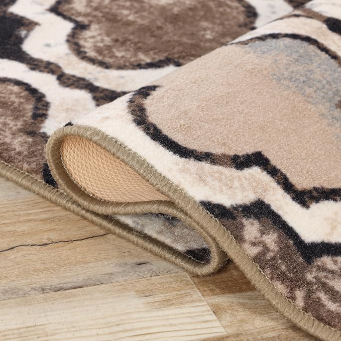 SUPERIOR Indoor Runner Rugs, Modern Area Rug, 2'7"x6', Ivory | Geometric Design Floor Décor, Easy Care High Traffic Areas Living Dining Room, Bedroom, Office, Entryway, Viking Collection