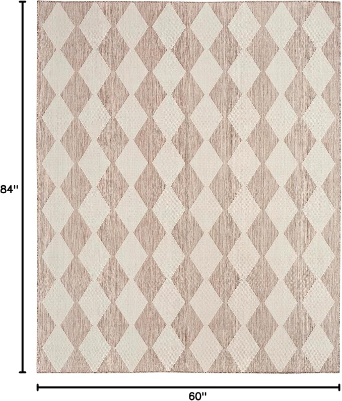 Nourison Home Positano Beige 5' x 7' Area Rug - Easy Clean, Non Shedding, Bed Room, Living Room, Dining Room, Kitchen (5' x 7')