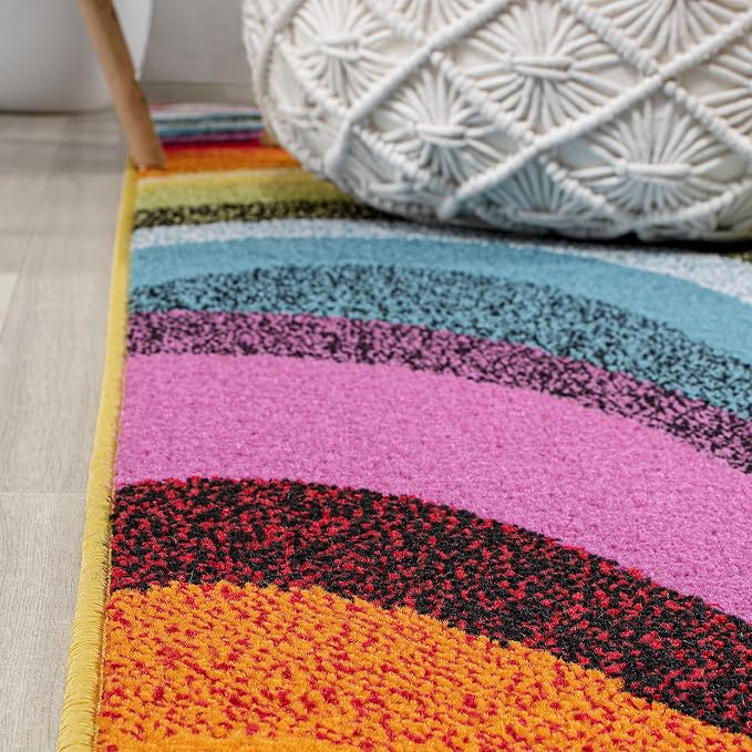 JONATHAN Y Flow Abstract Swirl Indoor Area Rug 3x5, Red/Yellow/Blue, Modern, Coastal, Easy-Cleaning for Living Room, Bedroom, Kitchen, Pet Friendly, Non-Shedding (DZC100A-3)
