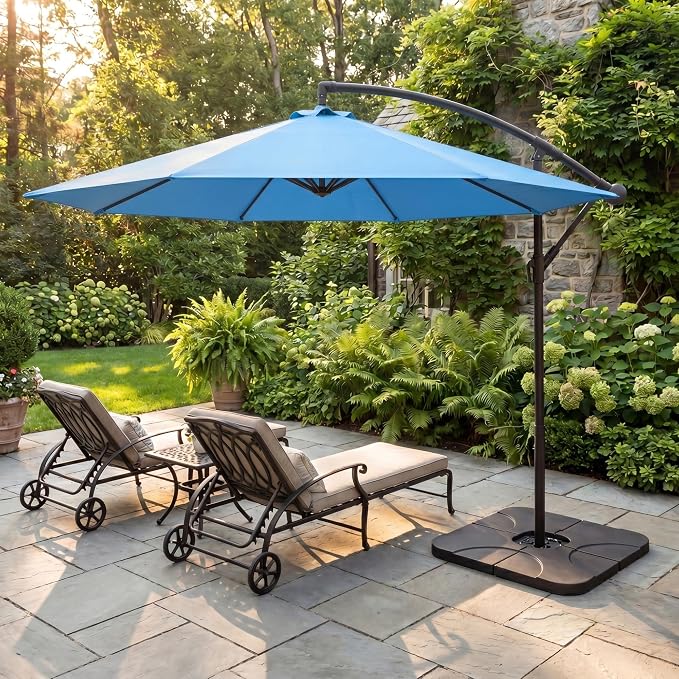 Greesum 10FT Cantilever Offset Patio Umbrella, Outdoor Umbrella for Yard, Market, Heavy-Duty Waterproof Pool Umbrella with 6 Sturdy Ribs, UV Protection for Beach, Deck, Garden, Backyard