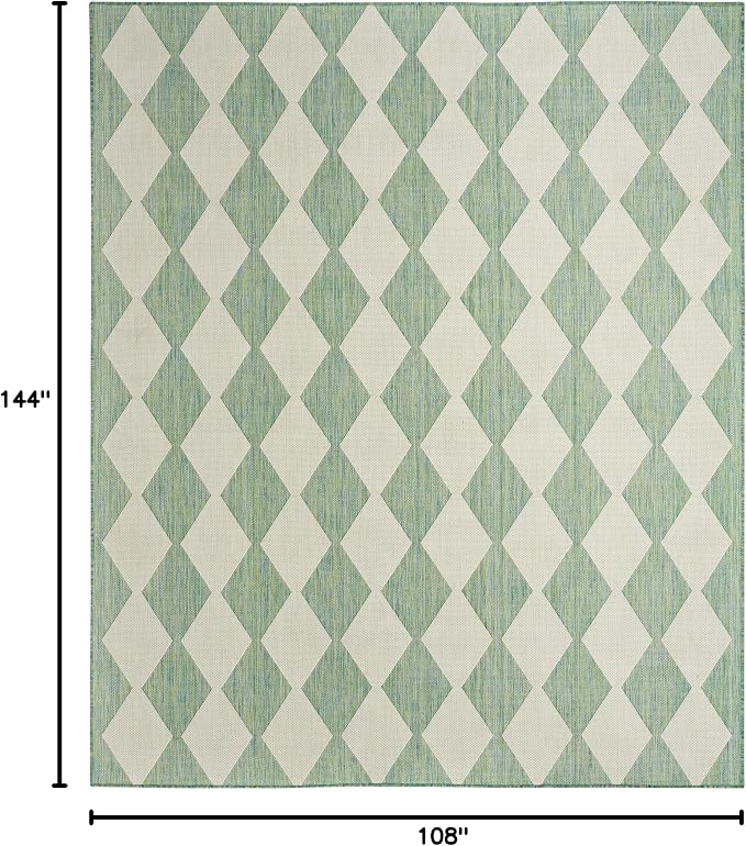 Nourison Home Positano Blue Green 9' x 12' Area Rug - Easy Clean, Non Shedding, Bed Room, Living Room, Dining Room, Kitchen (9' x 12')